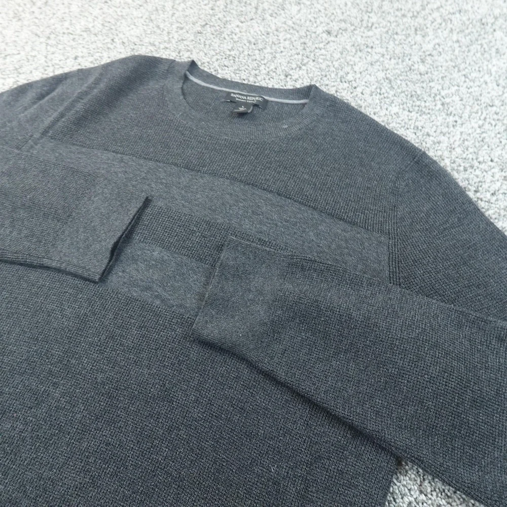 Banana Republic Sweater Mens L Gray Waffle Knit Thermal Pullover Crewneck Casual